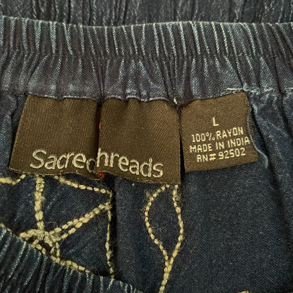 Scared Threads Denim Tiered Boho Embroidered Cowg… - image 3